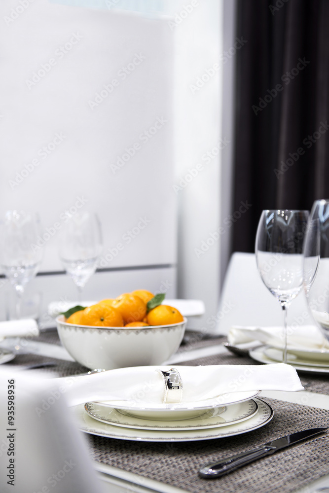 Empty glasses set in restaurant Empty glasses set in restaurant