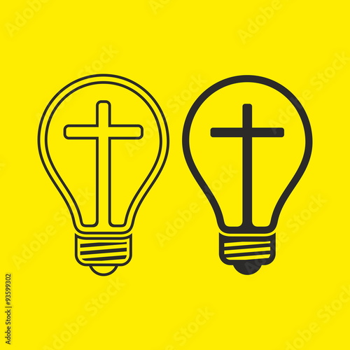 Light bulb with a cross.
