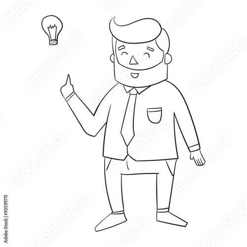 Hipster man beard with idea lamp for text 