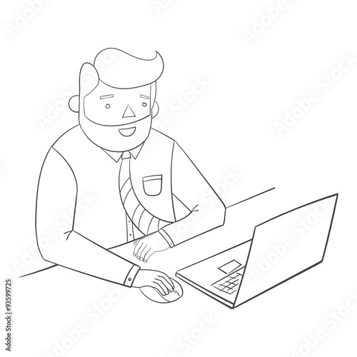 Hipster man beard with notebook laptop 