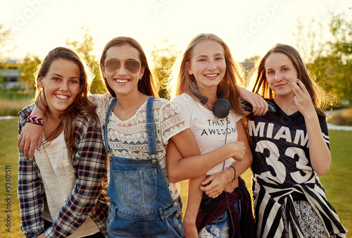 Group of teenage girls hanging out