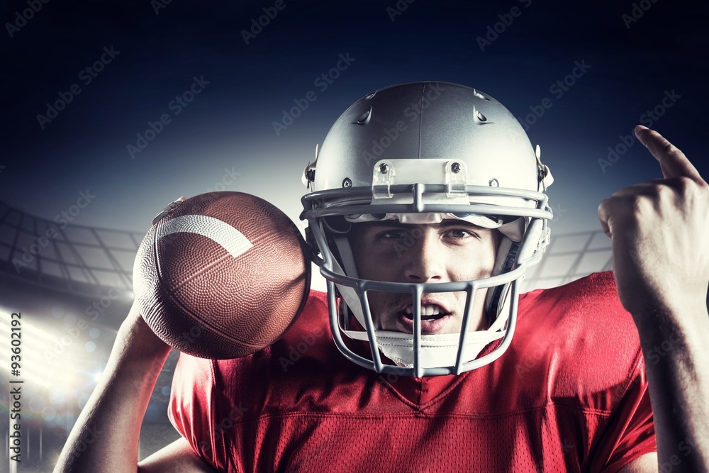Composite image of portrait of american football player