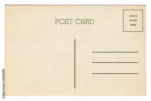 Back of vintage blank postcard