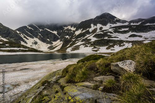 Frozen mountain lake