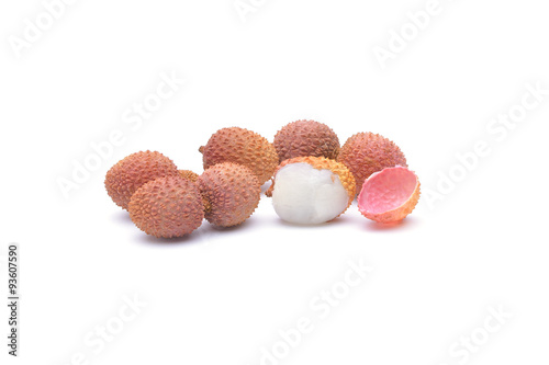Lychee. Fresh lychees on white background