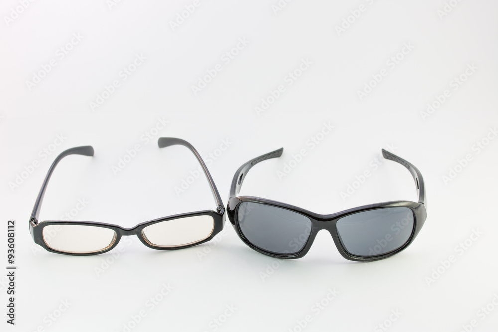 Eyeglasses and sunglasses isolated on white. Eyeglasses and sunglasses isolated on white.