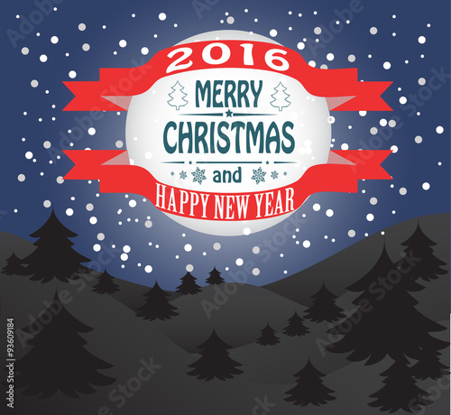 New year and Merry Christmas card. Vector