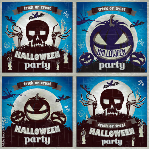 Halloween Posters set. Vector illustration.