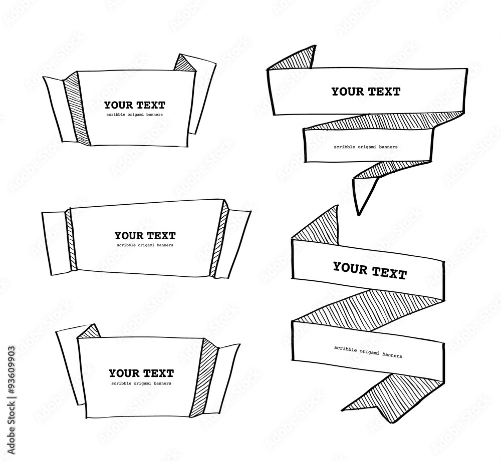 Vector hand-drawn origami banner 