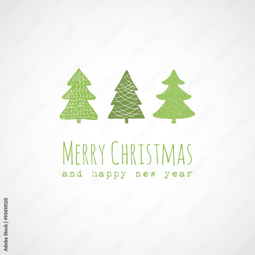 Christmas card with decorative christmas trees Christmas card with decorative christmas trees