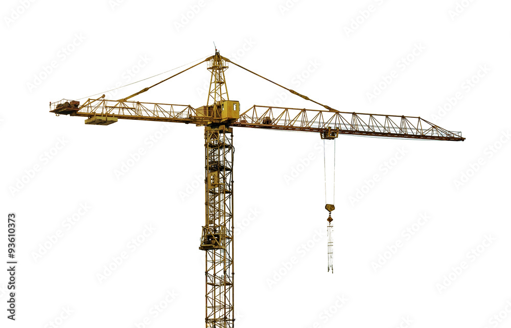 heavy dark yellow hoisting crane isolated on white heavy dark yellow hoisting crane isolated on white