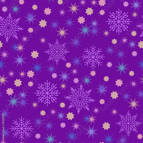 Vector Christmas seamless pattern with snowflakes and stars