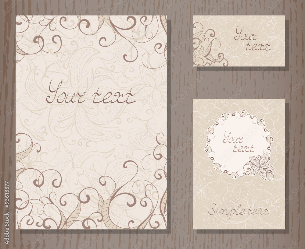Vector set of templates invitations or greeting cards with decor Vector set of templates invitations or greeting cards with decor
