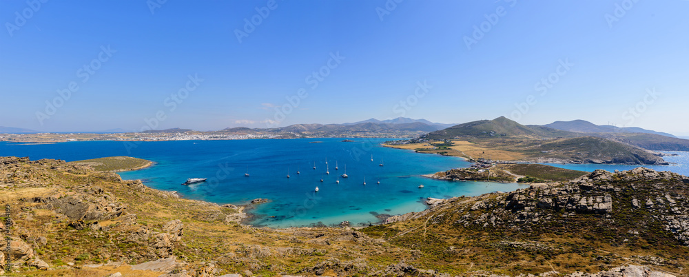 The picturesque coast of the Greek island of Paros, Cyclades, Greece.