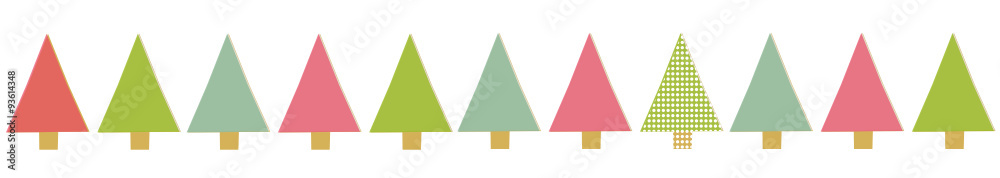 Weihnachtsbaum Reihe Bunt Retro Vintage Flat