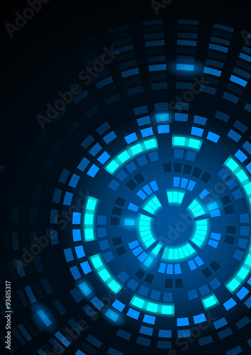 Abstract Background with Glowing Blue Segmented Circles - Illustration, Vector
