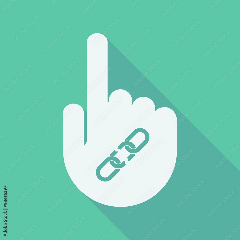 Obraz premium Long shadow pointing finger hand with a broken chain