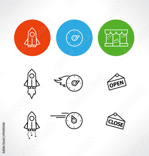 Fast Start, set vector icon