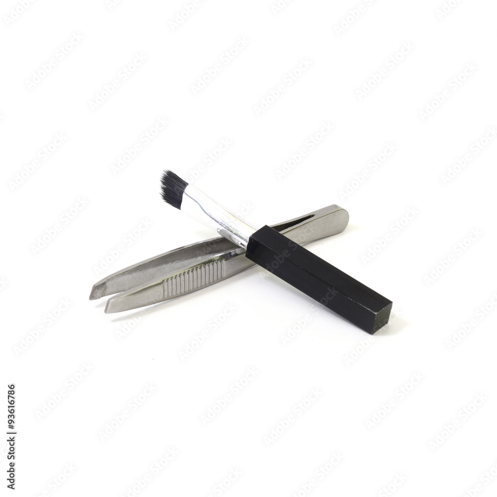 Fototapeta premium Makeup eyebrow brush and threading eyebrows machine isolate on