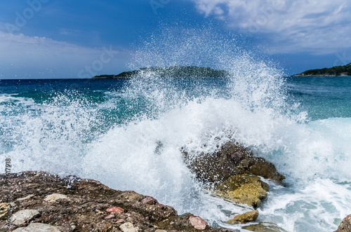 Storm wave on the sea