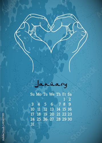 Calendar item with yoga mudra hands and drawing mehendi. 