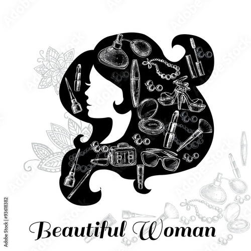 beautiful womanl and cosmetics