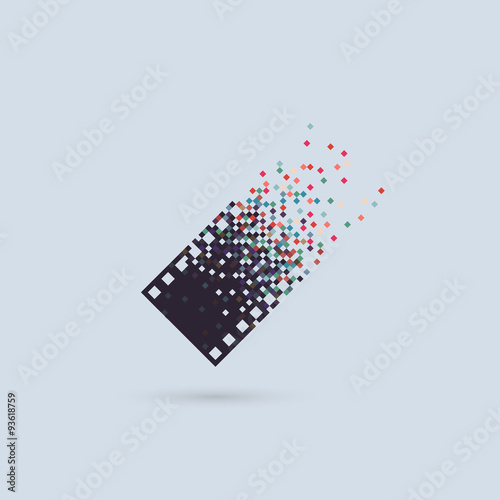 Photo logotype concept analogue film versus digital photography