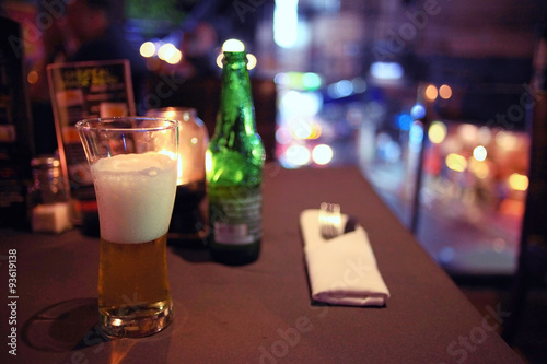 glass of beer in a restaurant