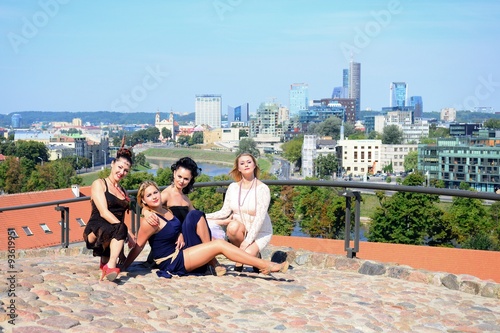 Beautiful girls in Vilnius town Gediminas castle hill