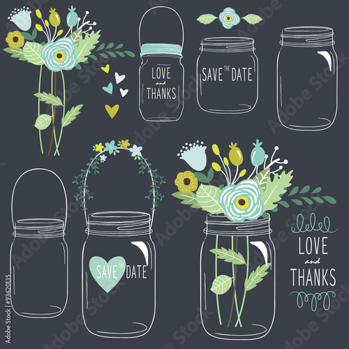 Hand Draw Chalkboard retro Mason Jar