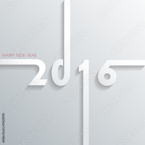 Happy new 2016 year. Greetings card. minimal white design. Vecto