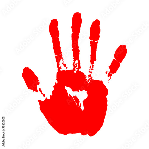 red hand print on white background