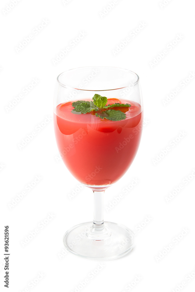Tomato vegetable juice in glass isolated on white background Tomato vegetable juice in glass isolated on white background