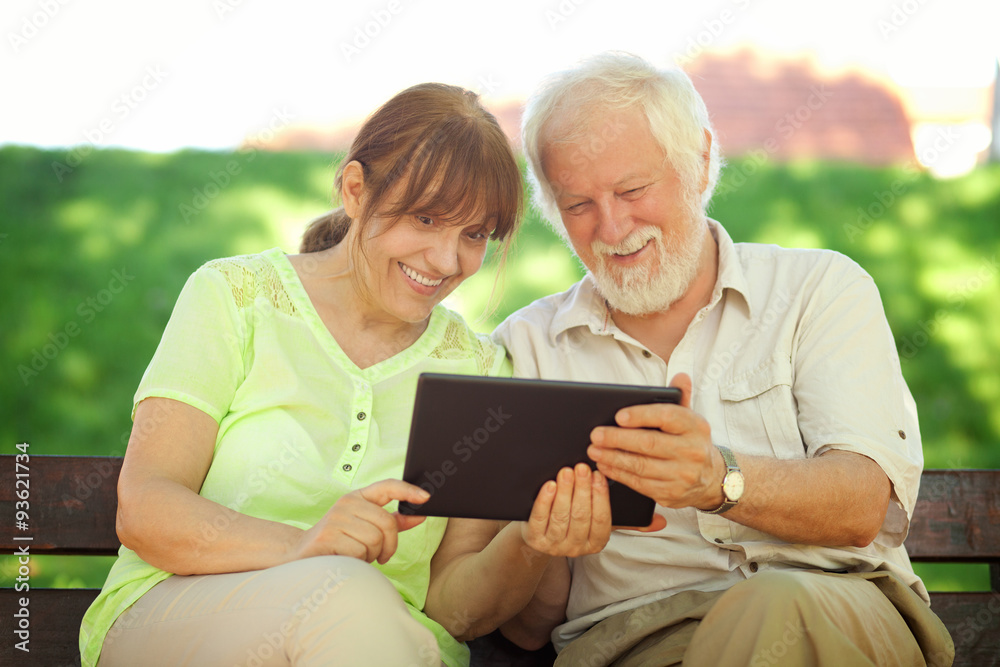 Seniors using tablet