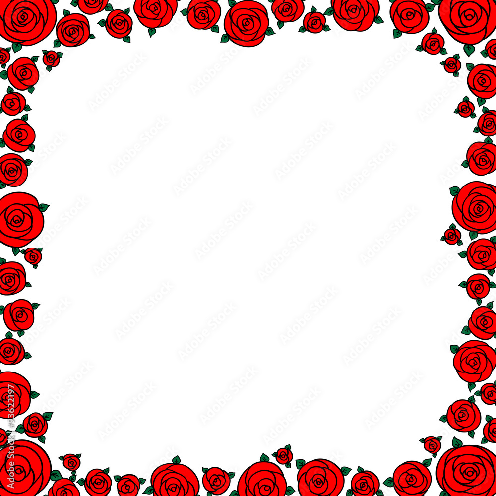 red hand drawn cartoon rose flowers with empty space red hand drawn cartoon rose flowers with empty space