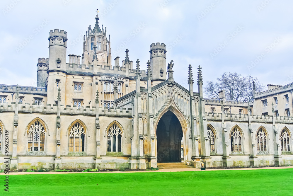 View of St John's College, University of Cambridge in Cambridge, England, UK.