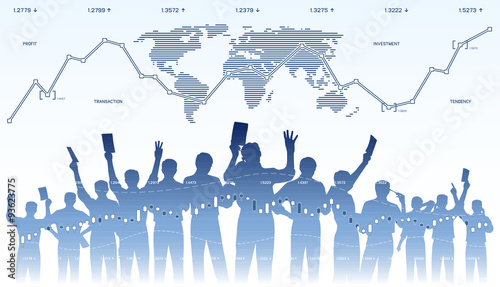 Silhouettes of stock exchange traders