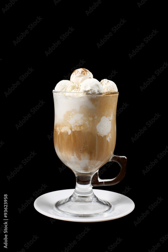 dairy ice cream in Cup on black background dairy ice cream in Cup on black background
