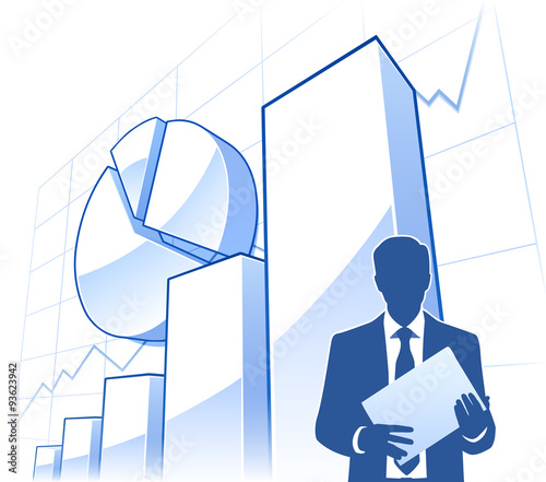 Silhouette of businessman with chart