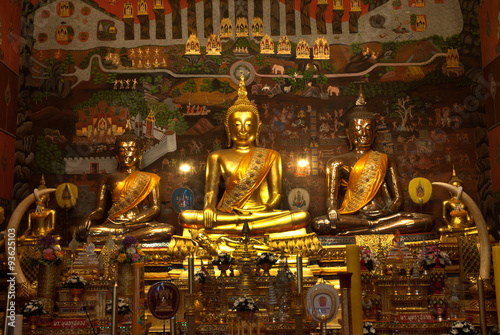 Golden Buddha in Wat Phanan Choeng,Ayutthaya,Thailand.