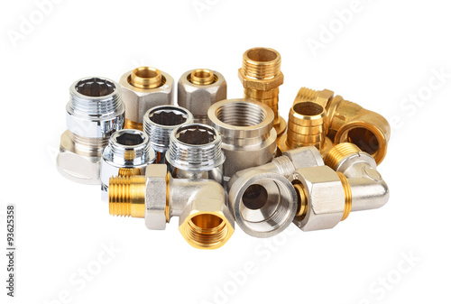 Plumbing fitting and tubulure, isolated on white background    .
