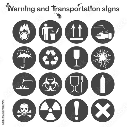 Warning and Transportation icons set