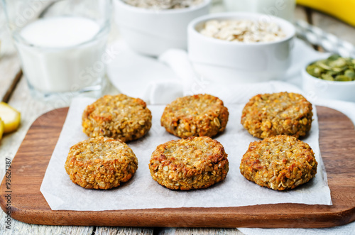 oats pumpkin and sunflower seeds banana cookies. gluten-free