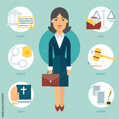Profession: Lawyer. Vector illustration, flat style