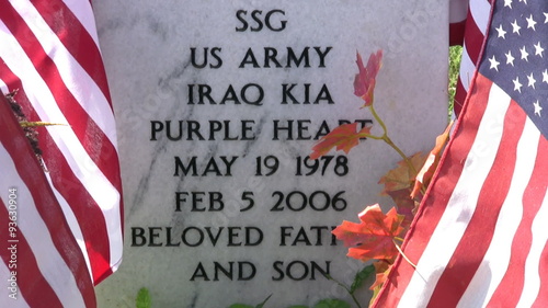 Headstone flags closer KIA Iraq HD photo