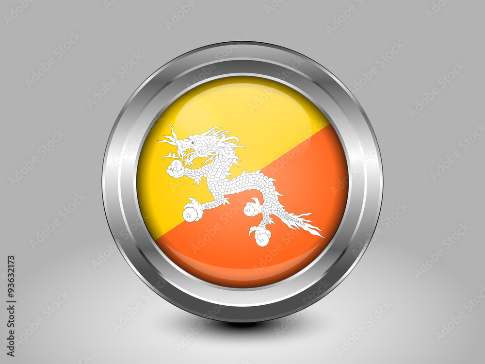 Bhutan Variant First Flag. Metal Round Icon Bhutan Variant First Flag. Metal Round Icon