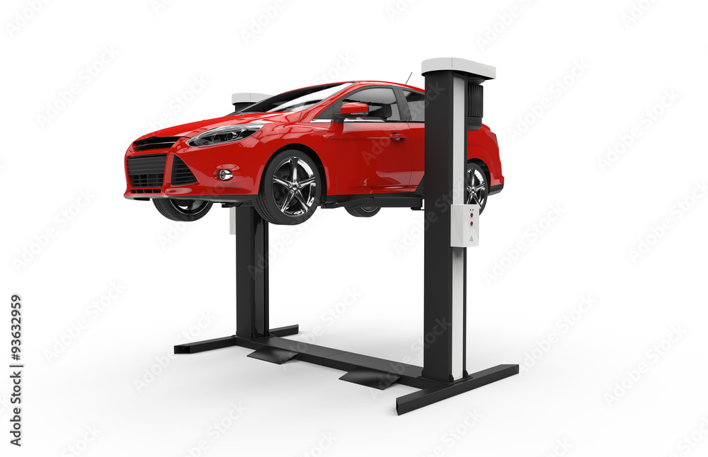 Car lifting on a white background Car lifting on a white background