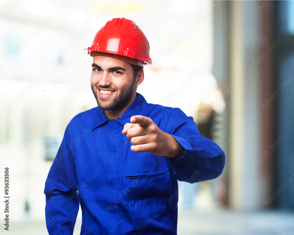 mechanic pointing front mechanic pointing front