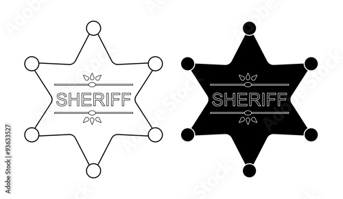 Wild west sheriff star. Contour, black