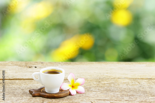 Coffee and frangipani flower
